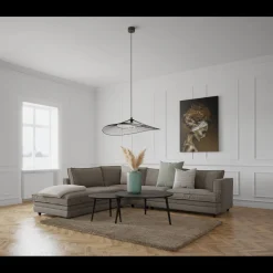 Agir venstrevendt hjørnesofa med pufafslutning