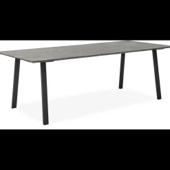 Amy Spisebord 220 x 95 x 74 cm, plade i brun marmor + lige ben i sort metal