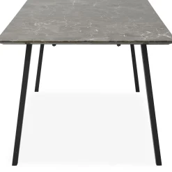 Amy Spisebord 220 x 95 x 74 cm, plade i brun marmor + lige ben i sort metal