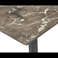 Amy Spisebord 220 x 95 x 74 cm, plade i brun marmor + lige ben i sort metal