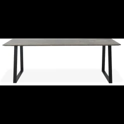 Amy Spisebord 220 x 94 x 74 cm, plade i brun marmor + trapezben i sort metal