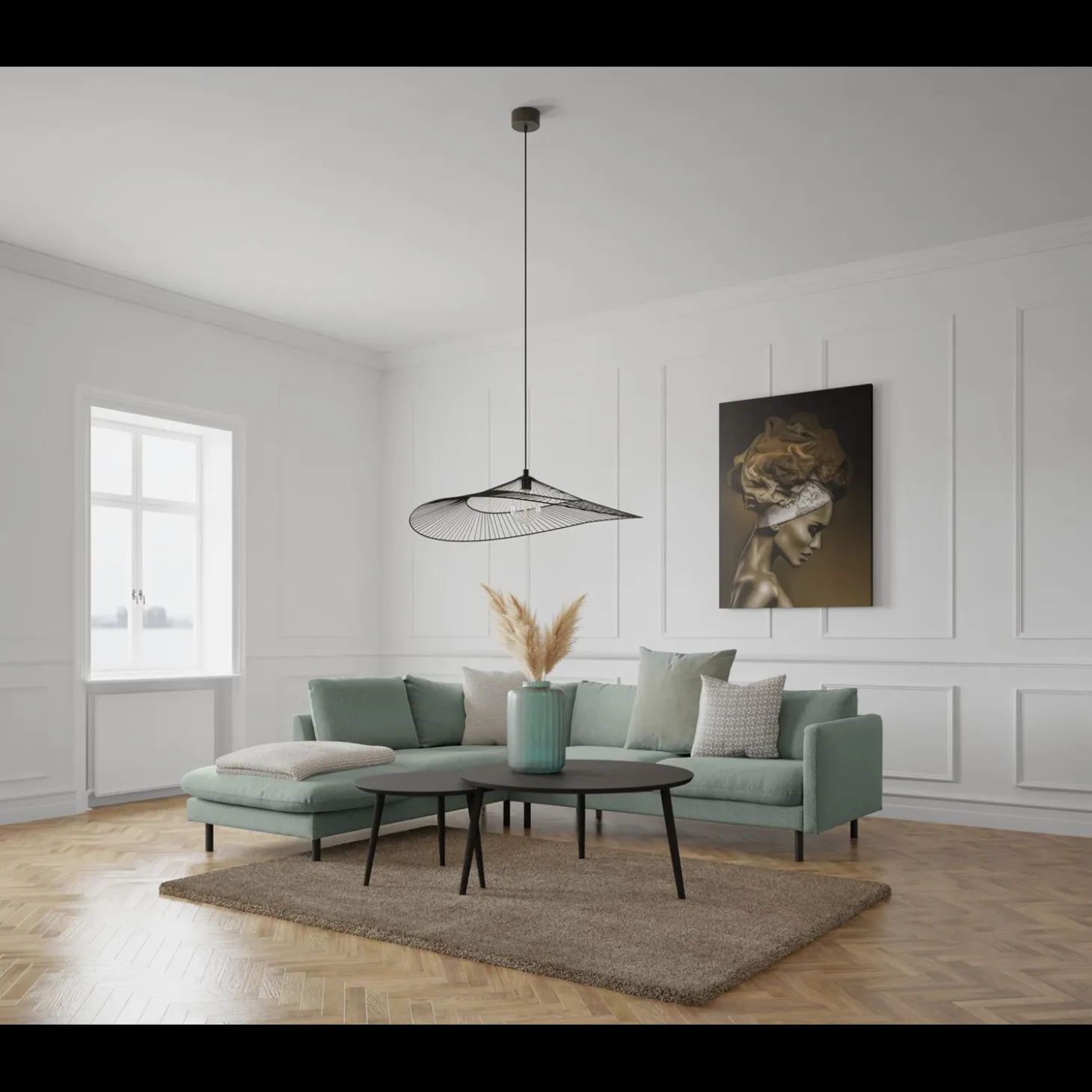 Bjorn venstrevendt sofa med pufafslutning