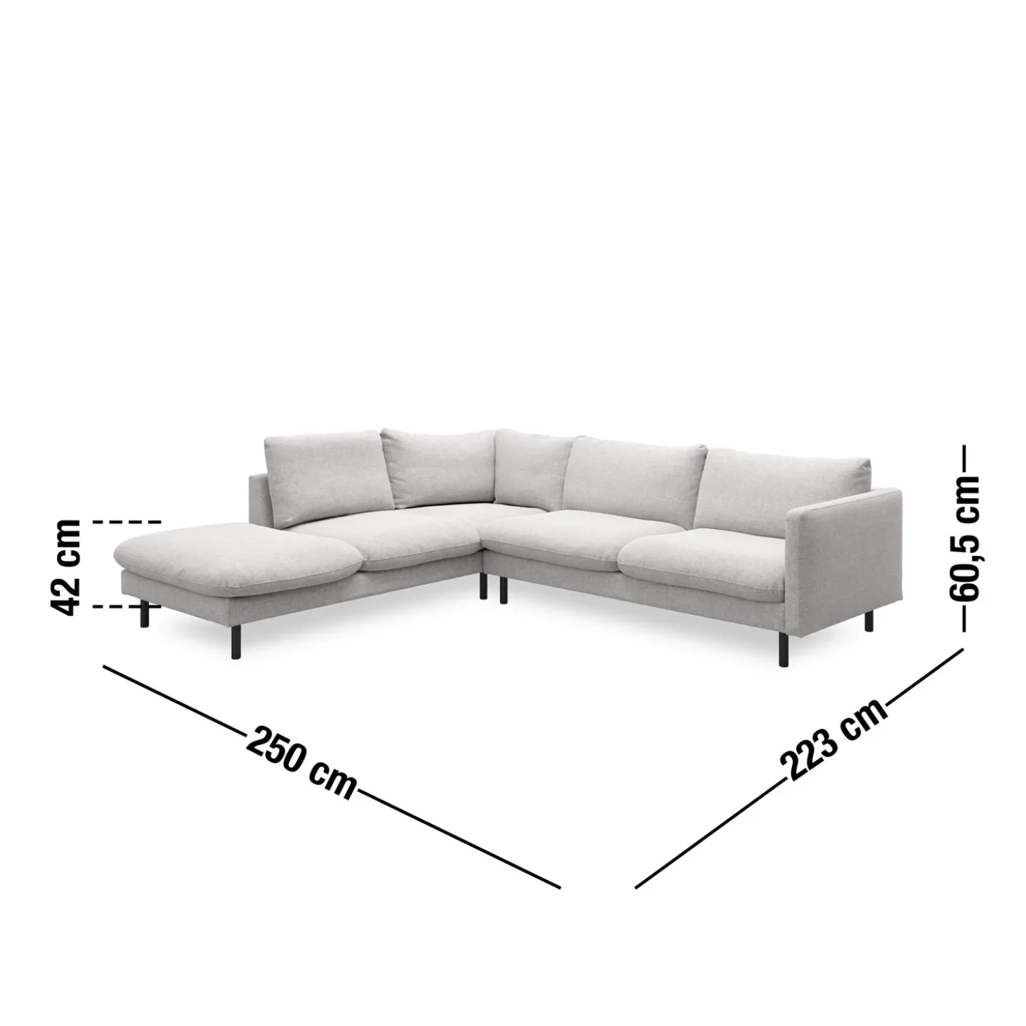 Bjorn venstrevendt sofa med pufafslutning