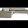FLEX Hjørnesofa med 1 hjørnemodul, 2 endemoduler grå + ben træ