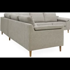 FLEX Hjørnesofa med 1 hjørnemodul, 2 endemoduler grå + ben træ