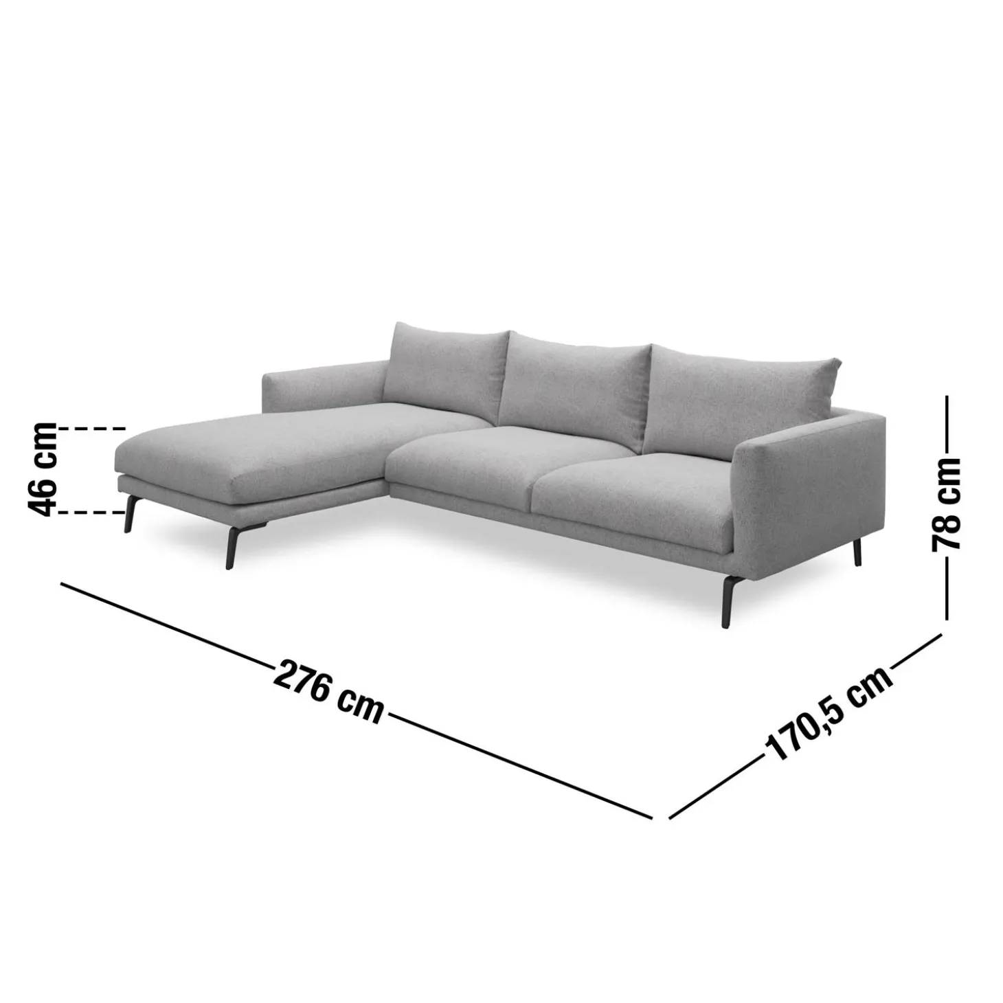 Hallsberg venstrevendt sofa med chaiselong