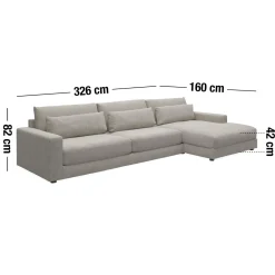Halmstad højrevendt sofa med chaiselong