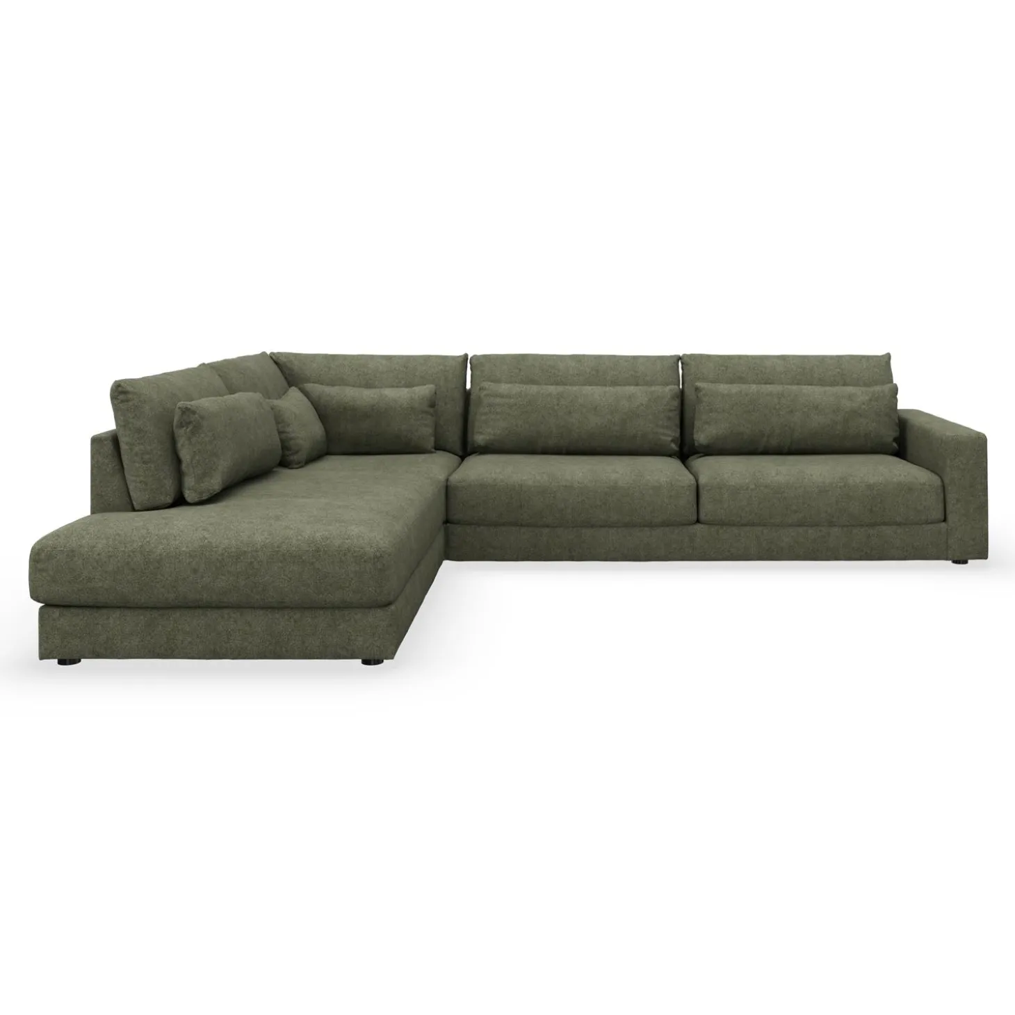 Halmstad venstrevendt hjørnesofa med pufafslutning