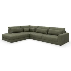 Halmstad venstrevendt hjørnesofa med pufafslutning