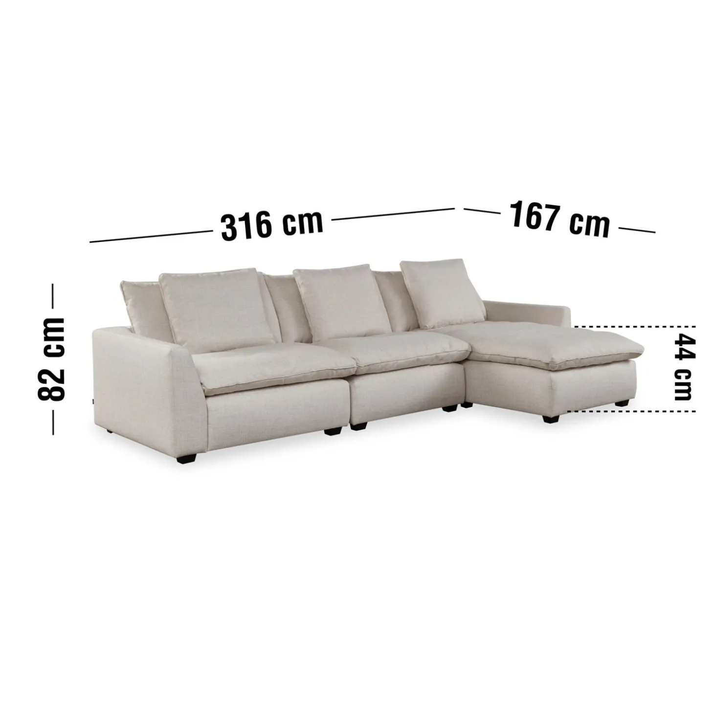 Heaven højrevendt sofa med chaiselong