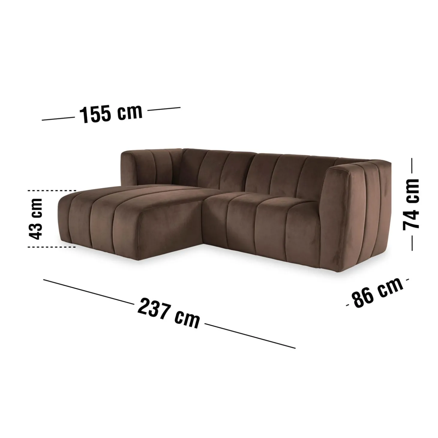 Ingvi venstrevendt sofa med chaiselong