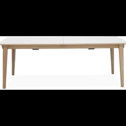 Largo Spisebord 215 x 102 x 75 cm, plade i hvid laminat + ben i lyst træ