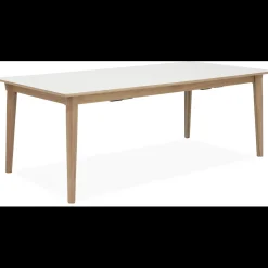 Largo Spisebord 215 x 102 x 75 cm, plade i hvid laminat + ben i lyst træ
