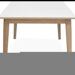 Largo Spisebord 215 x 102 x 75 cm, plade i hvid laminat + ben i lyst træ