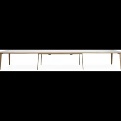 Largo Spisebord 215 x 102 x 75 cm, plade i hvid laminat + ben i lyst træ