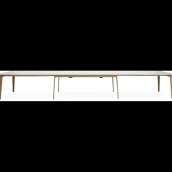 Largo Spisebord 215 x 102 x 75 cm, plade i hvid laminat + ben i lyst træ