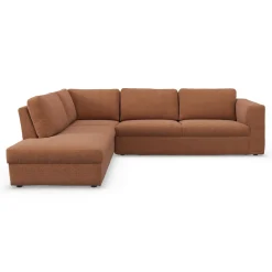 Lean venstrevendt hjørnesofa med pufafslutning