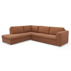 Lean venstrevendt hjørnesofa med pufafslutning