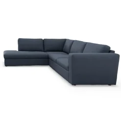 Lean venstrevendt hjørnesofa med pufafslutning