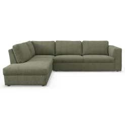 Lean venstrevendt hjørnesofa med pufafslutning