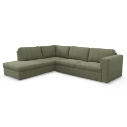 Lean venstrevendt hjørnesofa med pufafslutning