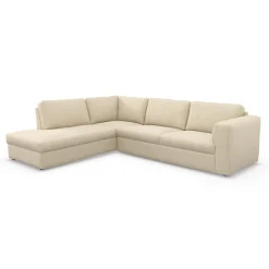 Lean venstrevendt hjørnesofa med pufafslutning