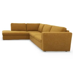 Lean venstrevendt hjørnesofa med pufafslutning