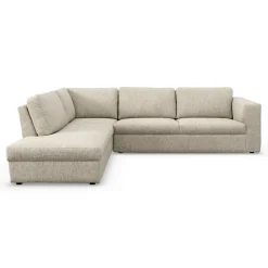 Lean venstrevendt hjørnesofa med pufafslutning
