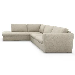 Lean venstrevendt hjørnesofa med pufafslutning