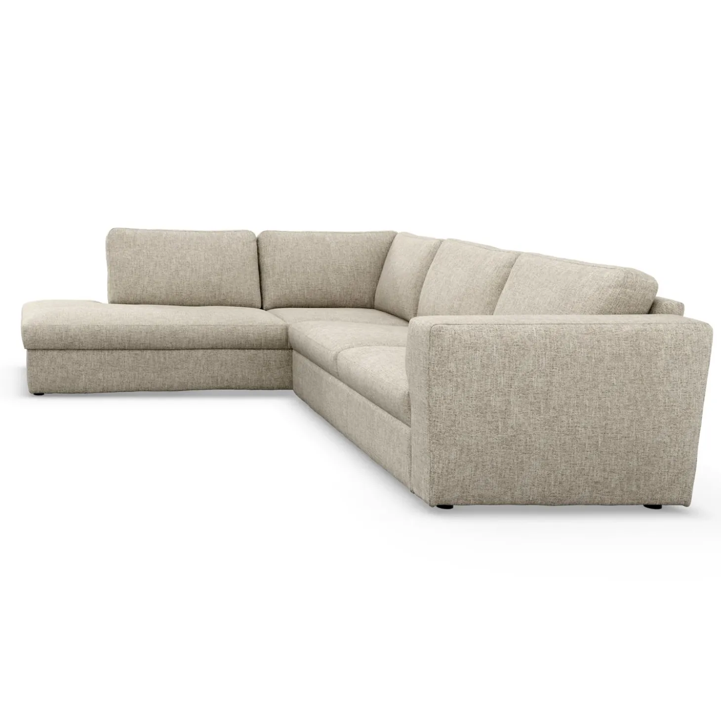 Lean venstrevendt hjørnesofa med pufafslutning