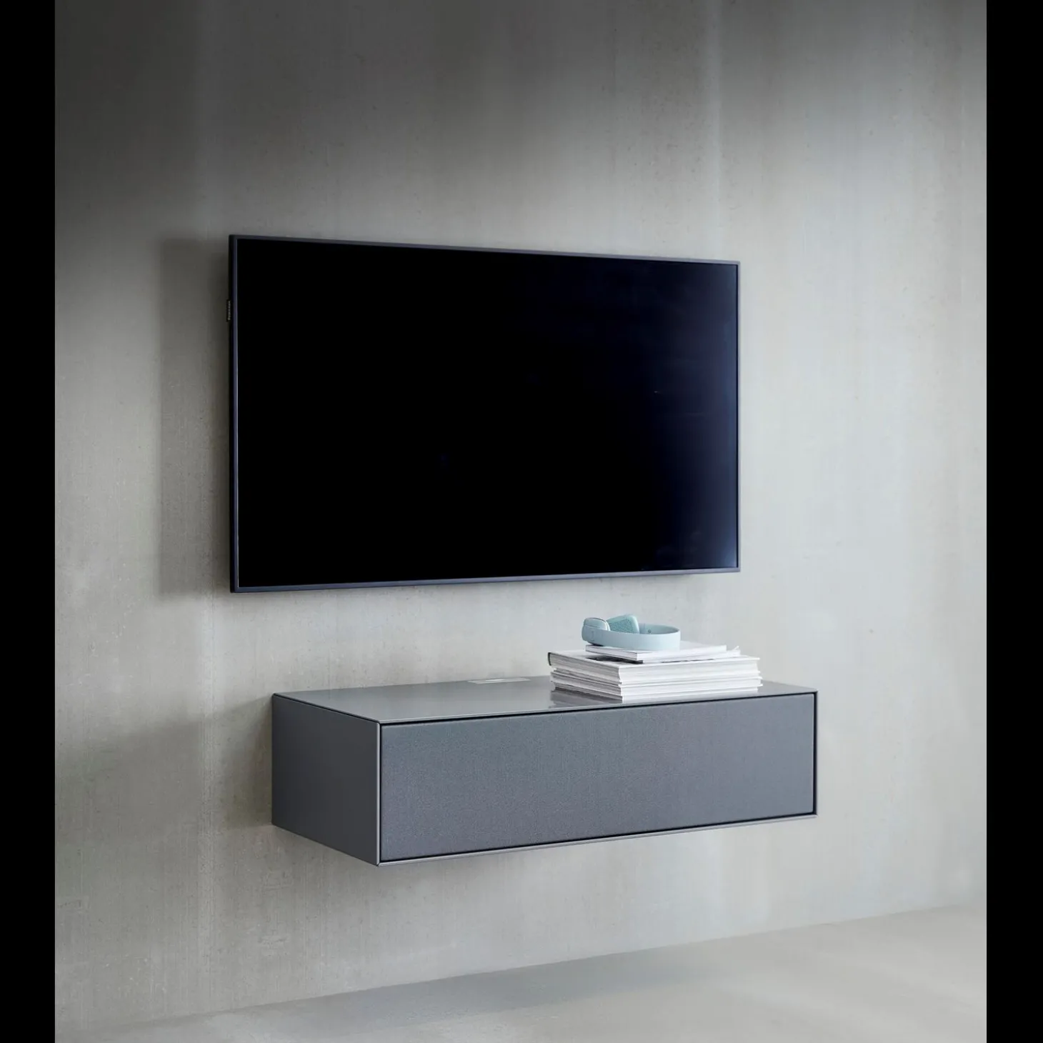 Mensola Reolsystem med 1 TV-modul + 1 klap grå