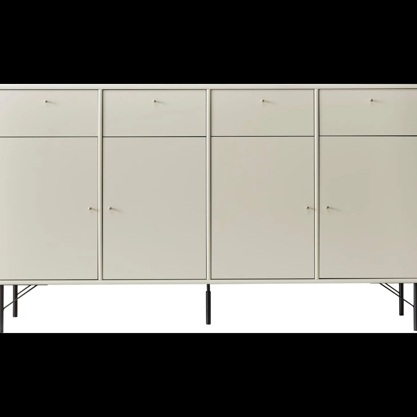 Mistral Classic Beige skænk med 4 låger, 4 skuffer + sorte ben