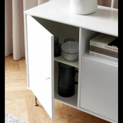 Mistral Classic Skænk med 2 låger, 2 mindre låger + ben hvid/børstet stål