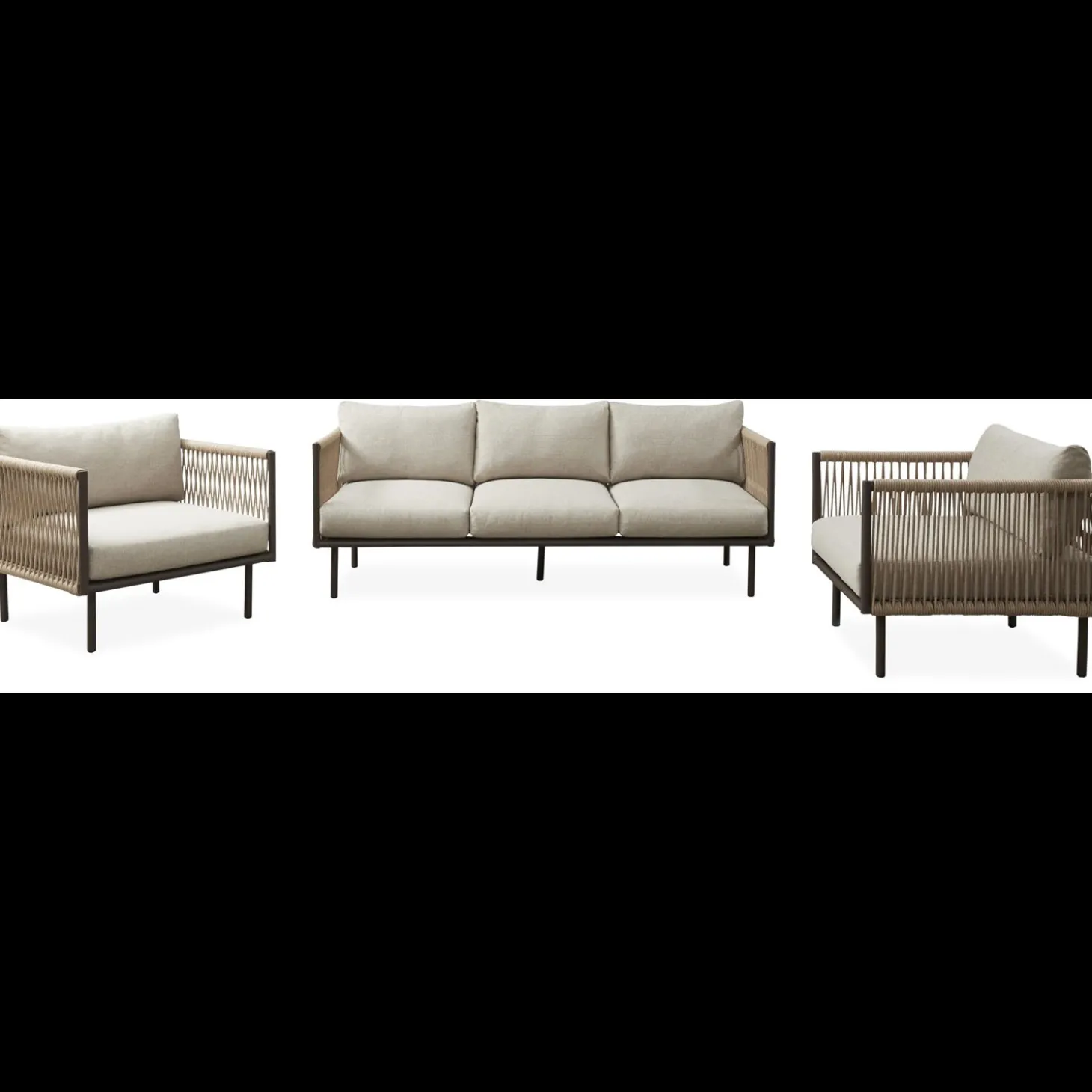 Oblic Loungehavesæt med 3 pers. loungesofa og 2 stk. hvilestole.