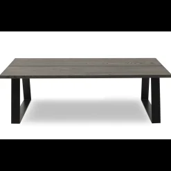 Timber Sofabord i mørkebrunt træ 150 x 45 x 90 cm + sorte ben