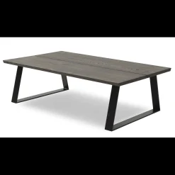 Timber Sofabord i mørkebrunt træ 150 x 45 x 90 cm + sorte ben