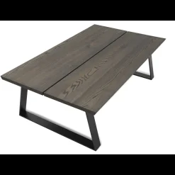 Timber Sofabord i mørkebrunt træ 150 x 45 x 90 cm + sorte ben