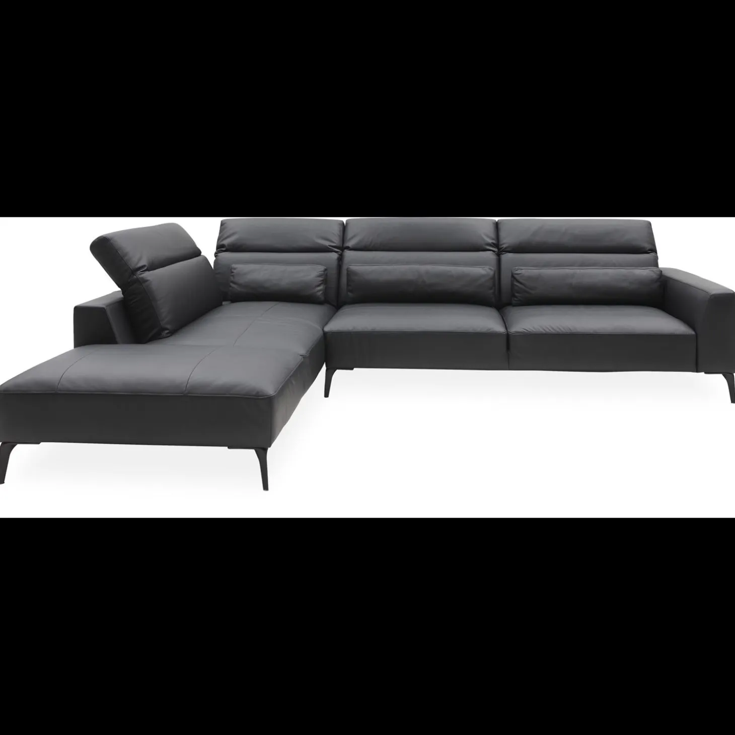 Volanti venstrevendt sofa med pufafslutning